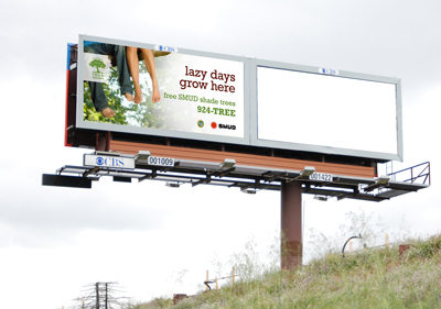 Billboard with the headline, 'lazy days grow here'.