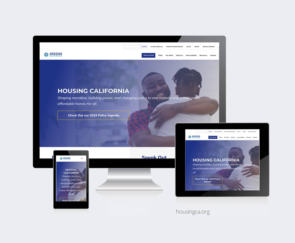 Housing California website preview on various screen