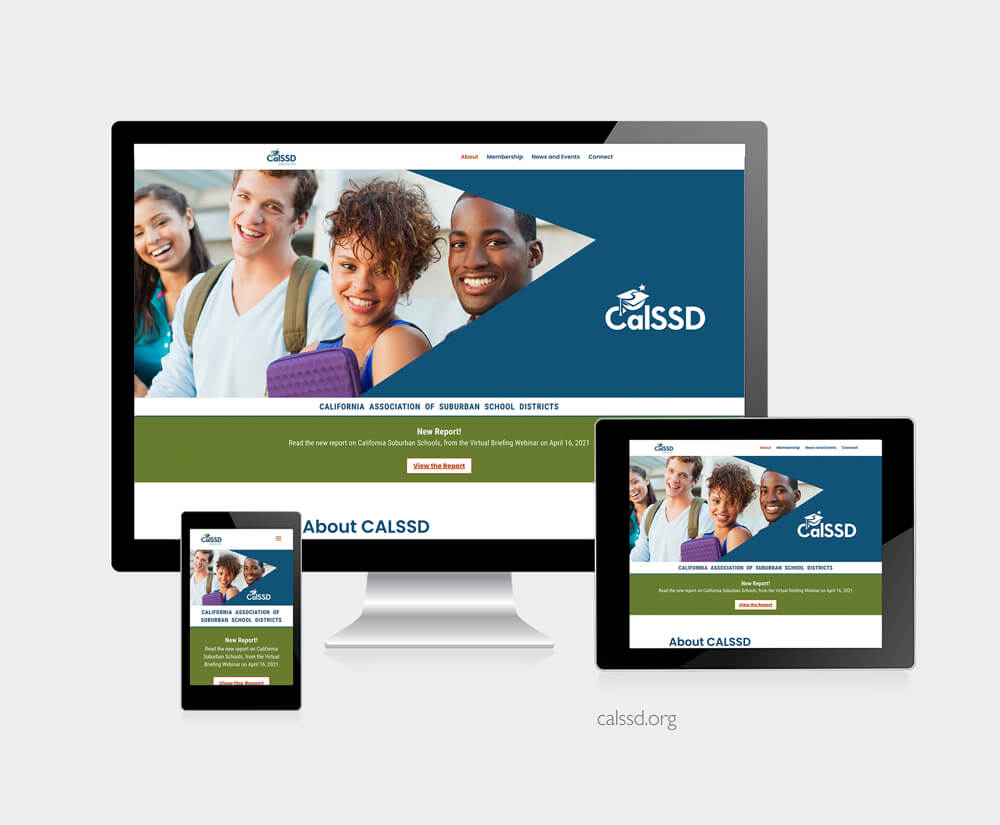 California Association of Suburban School Districts website preview on various screen