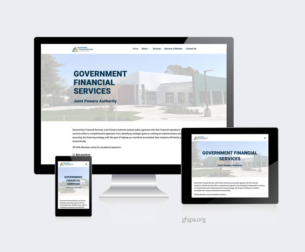 Government Financial Services Joint Powers Authority website preview on various screen
