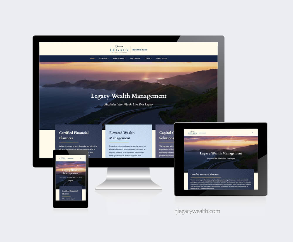 Legacy Wealth Management website preview on various screen