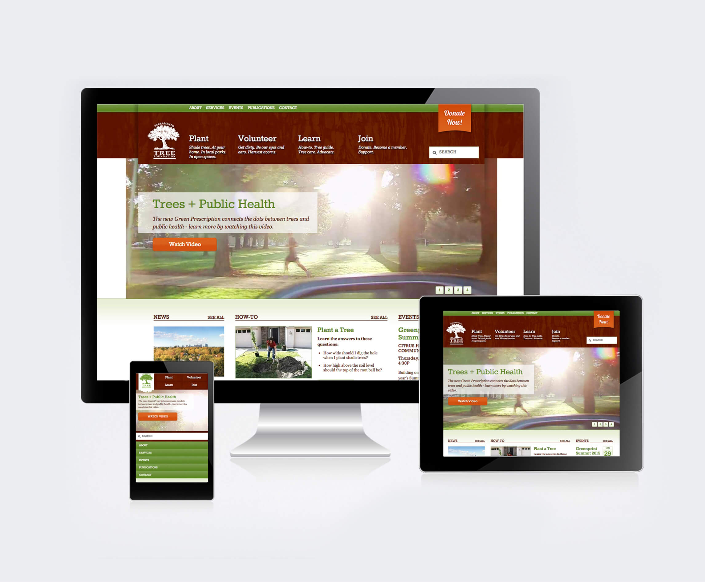 Sacramento Tree Foundation website preview on various screen