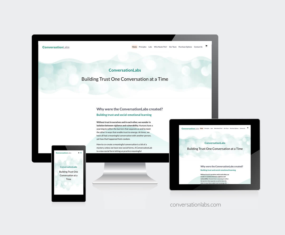 ConversationLabs website preview on various screen sizes