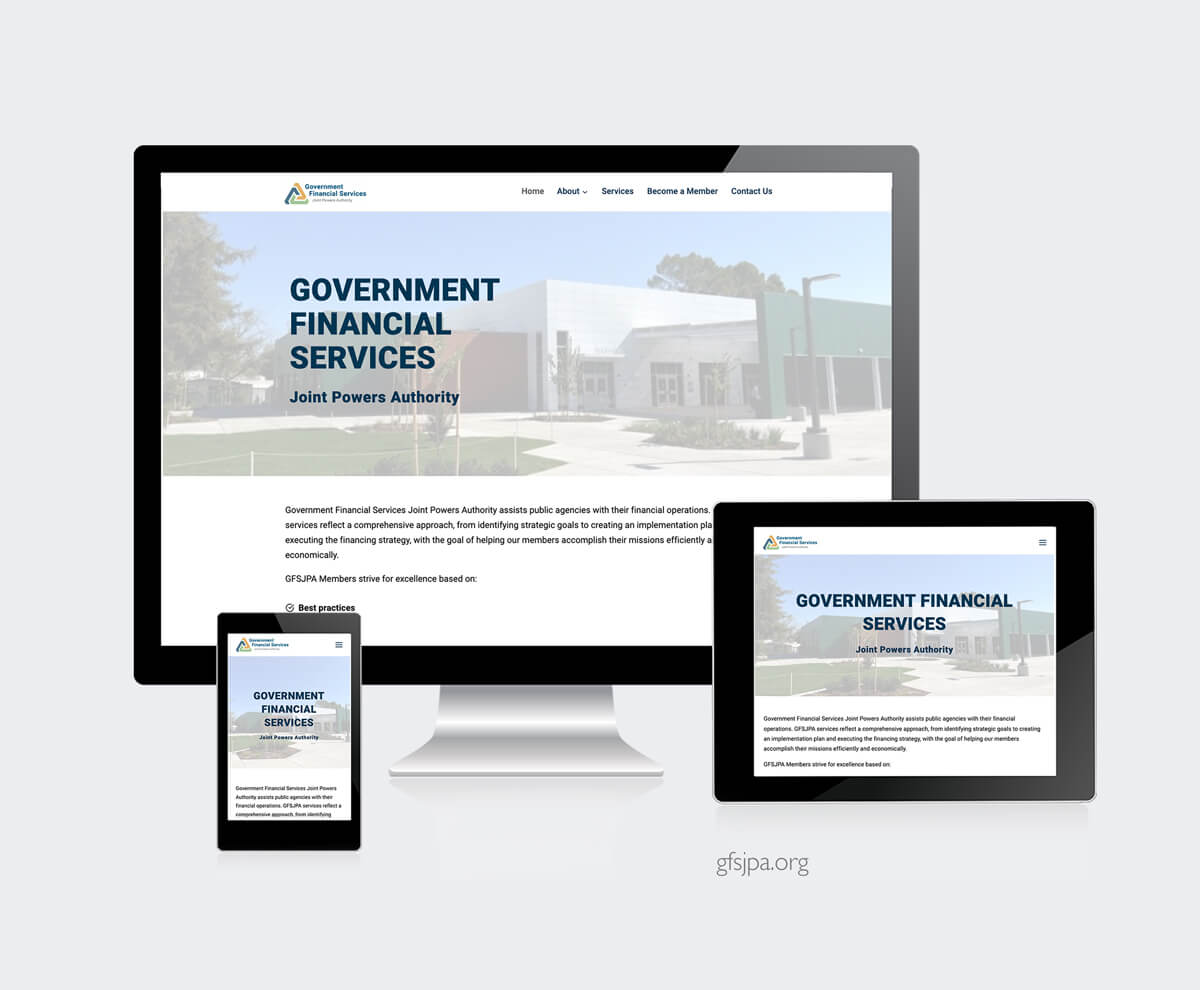 Government Financial Services Joint Powers Authority website preview on various screen sizes