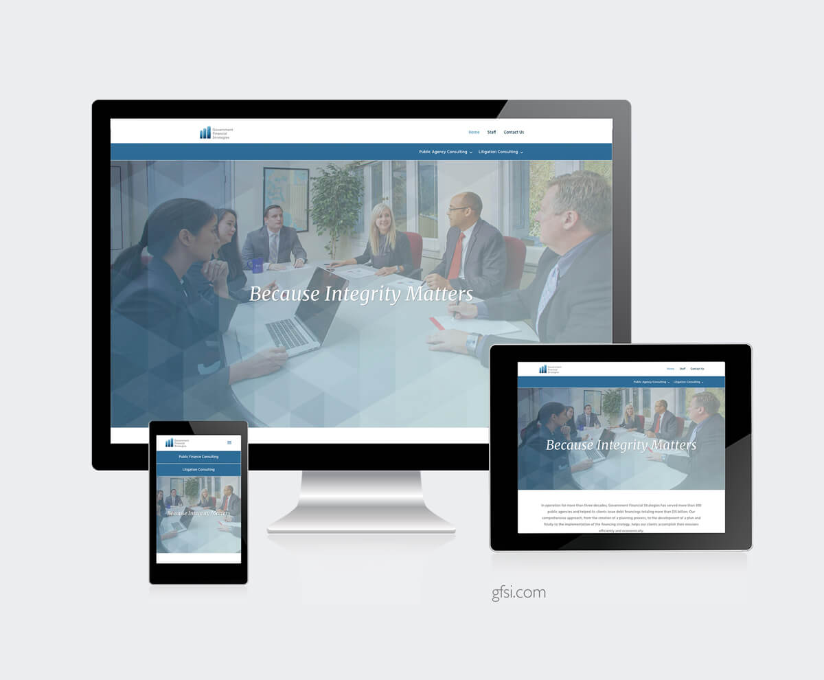 Government Financial Strategies website preview on various screen sizes