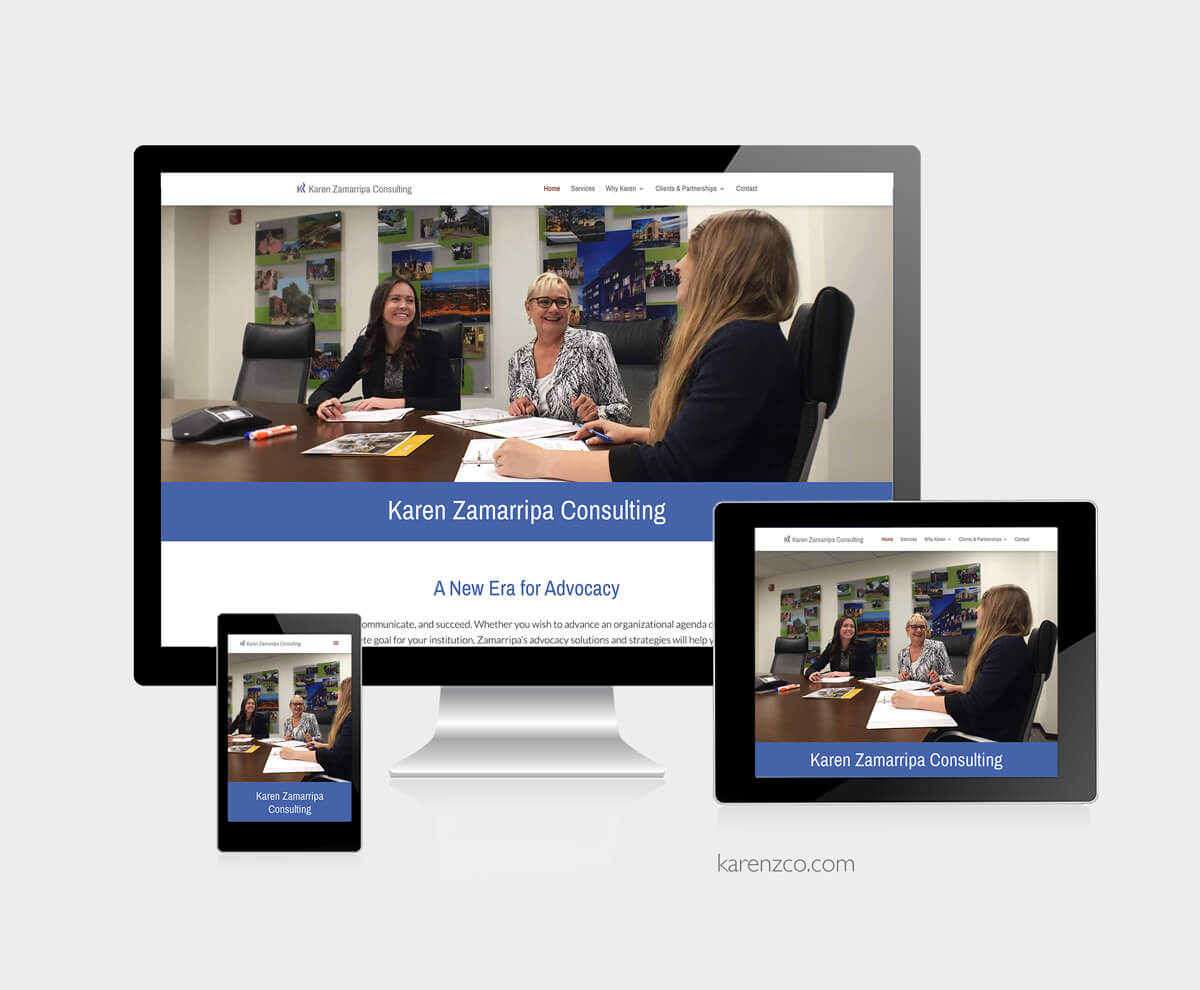 Karen Zamarripa Consulting website preview on various screen sizes