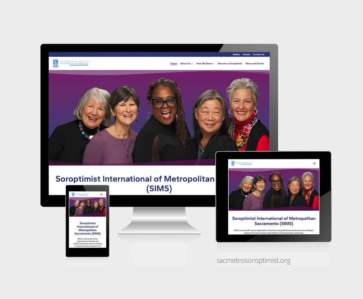 Soroptimist International of Metropolitan Sacramento website preview on various screen sizes