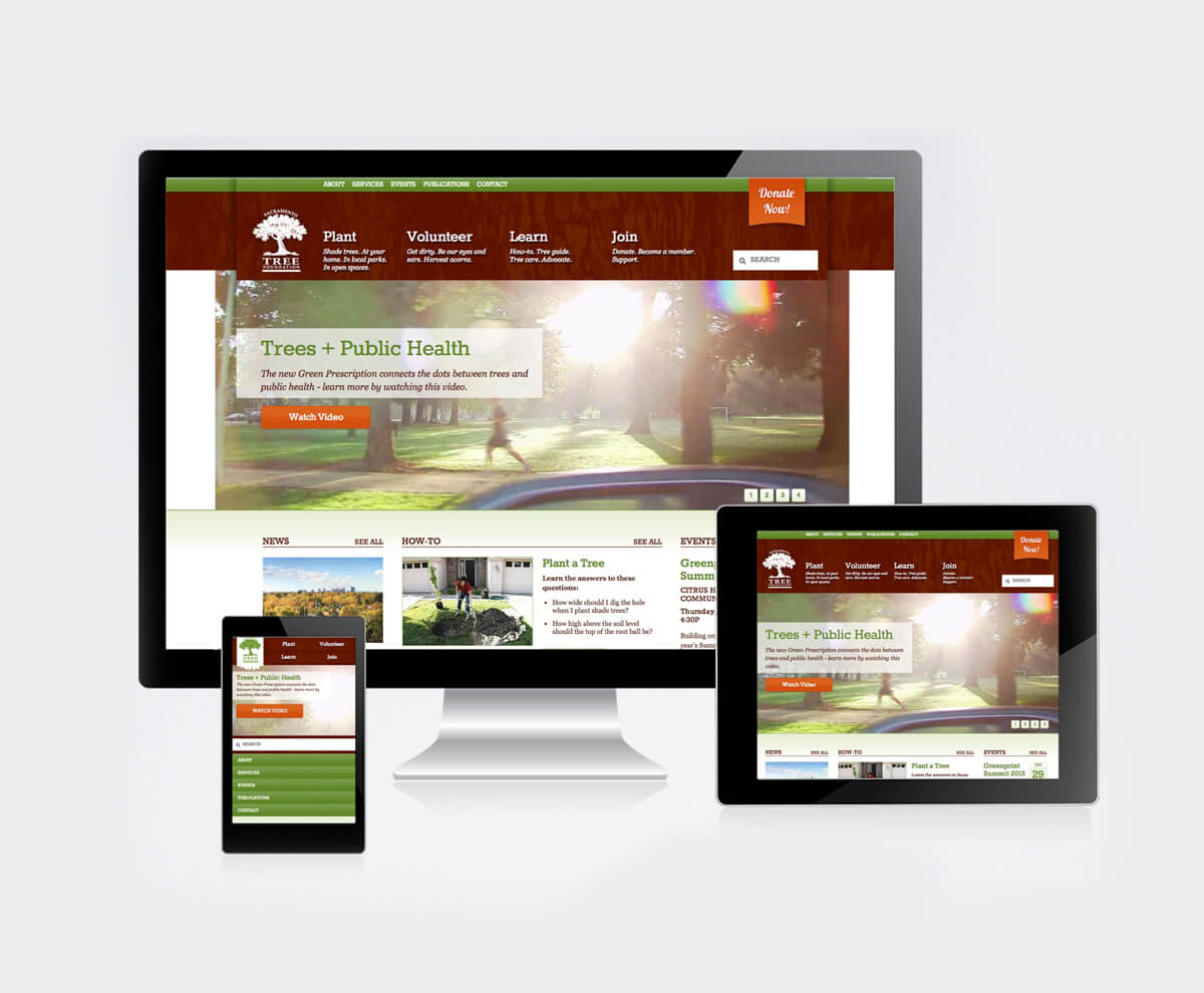 Sacramento Tree Foundation website preview on various screen sizes