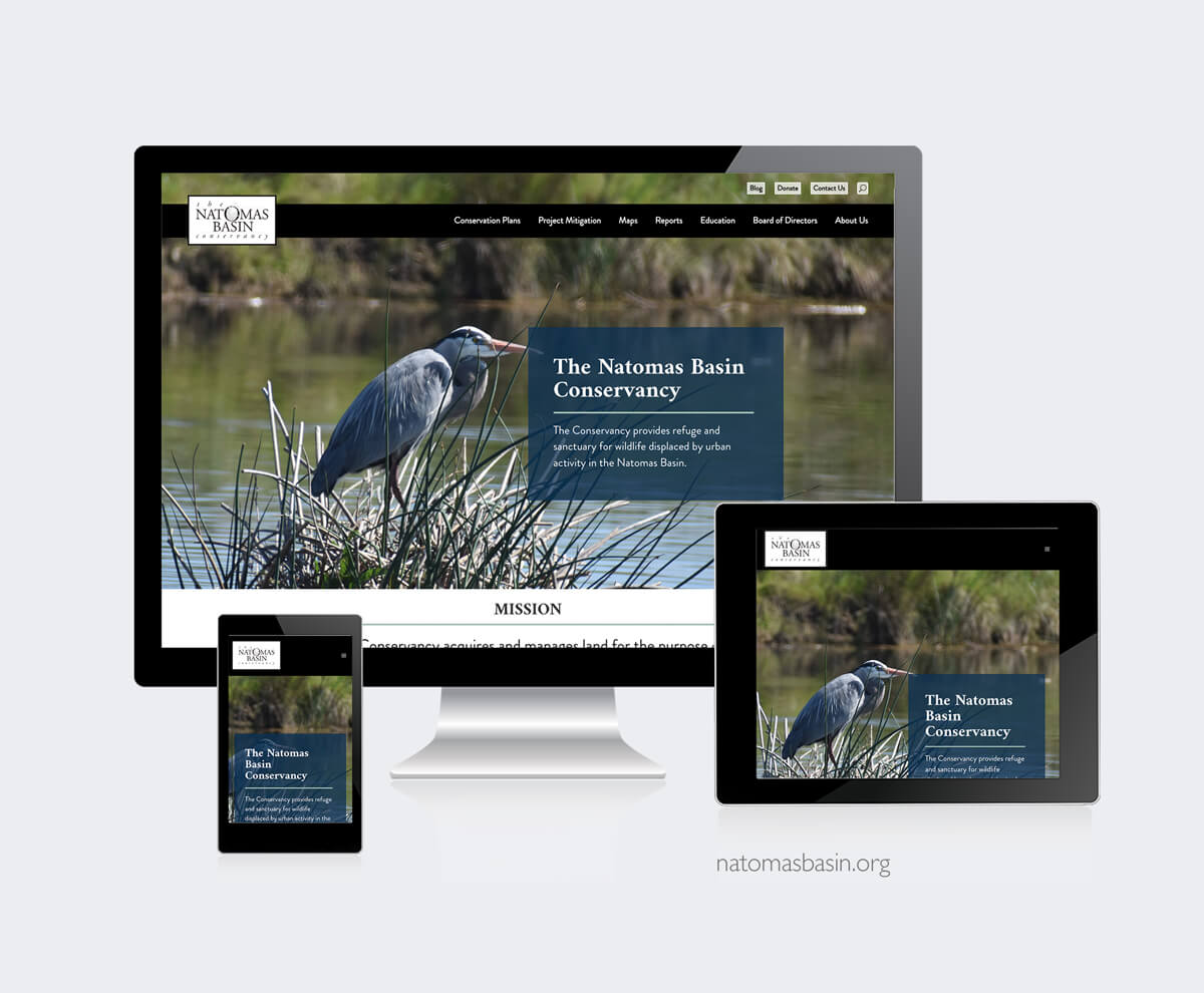 The Natomas Basin Conservancy website preview on various screen sizes