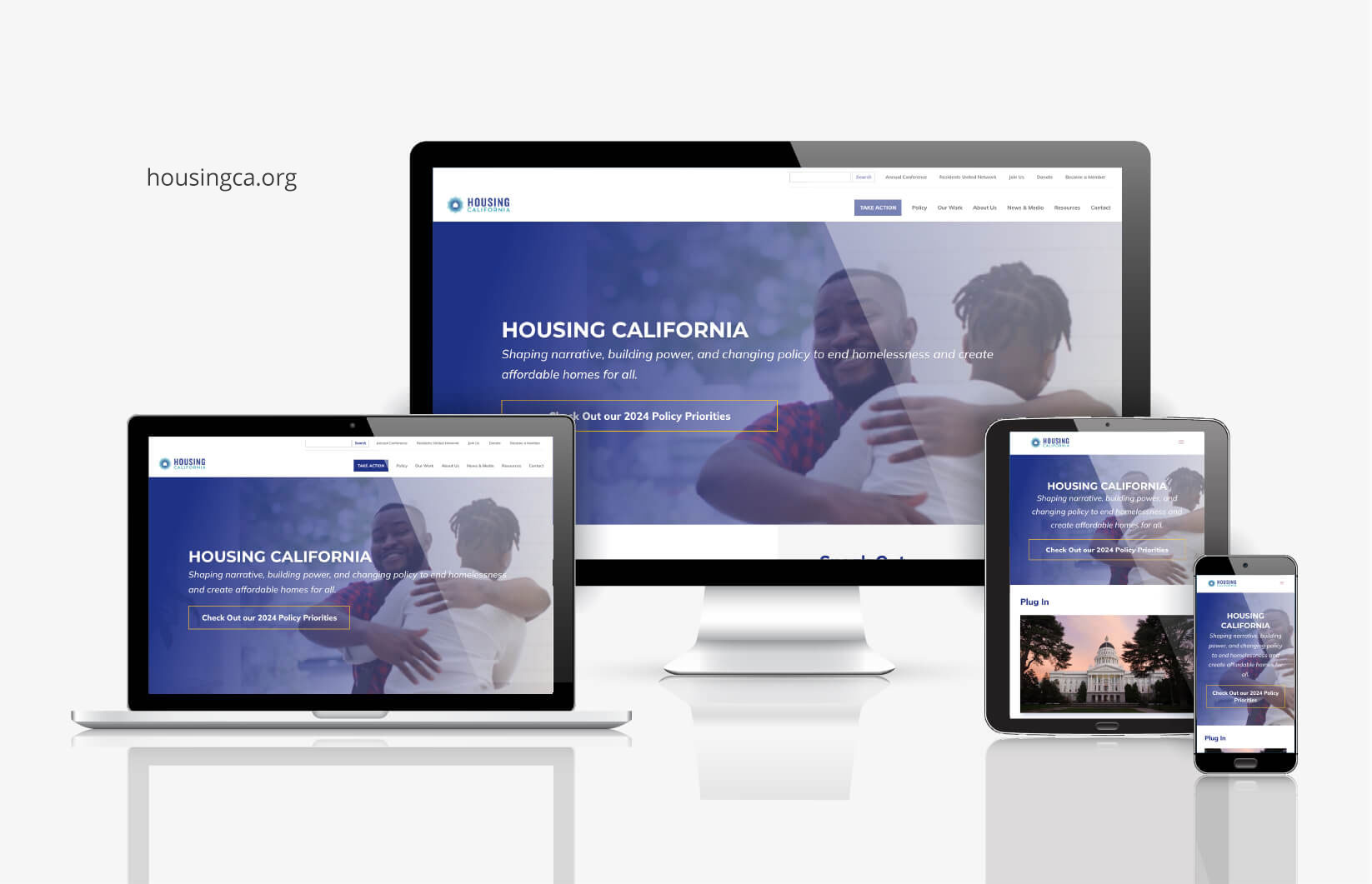 Housing California website preview on various screen sizes