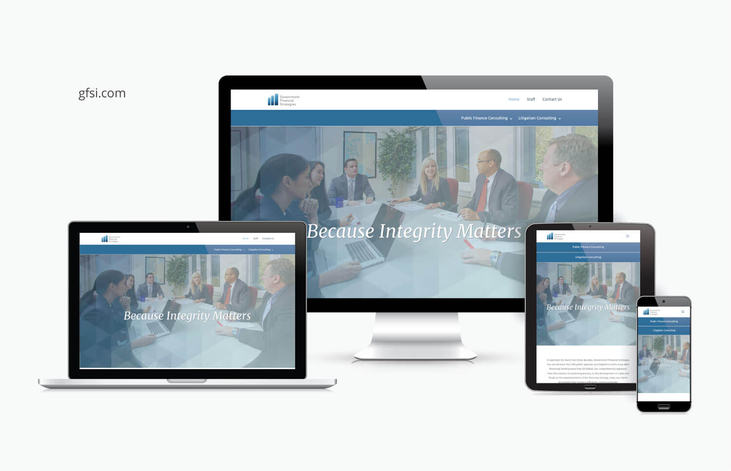 Government Financial Strategies website preview on various screen sizes