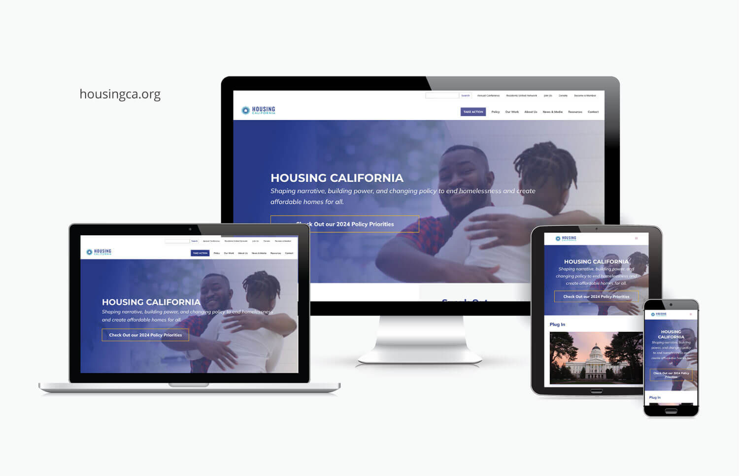 Housing California website preview on various screen sizes