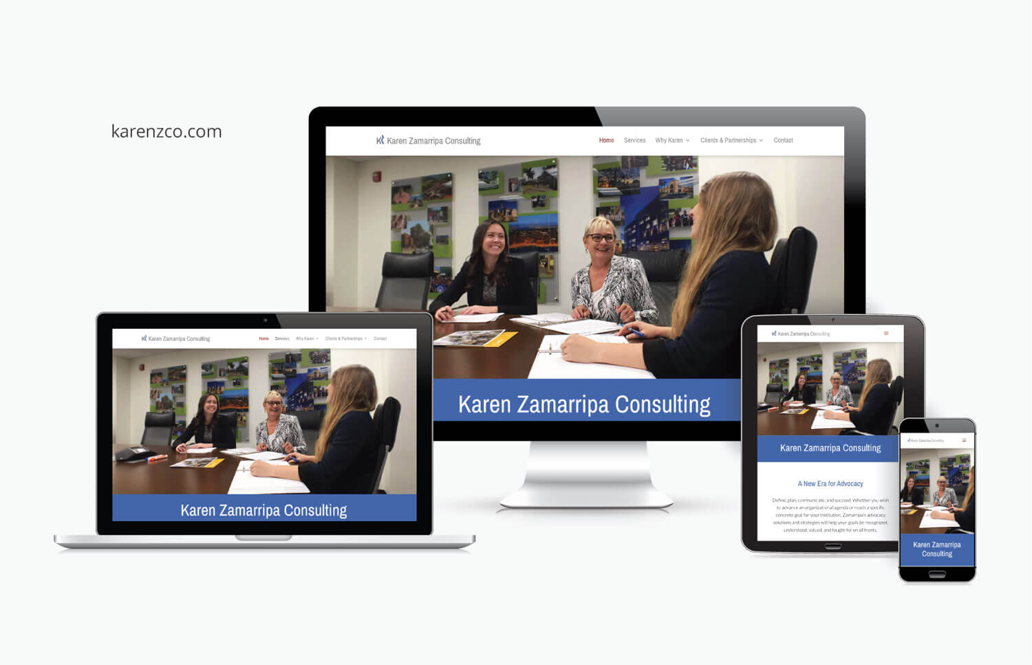 Karen Zamarripa Consulting website preview on various screen sizes