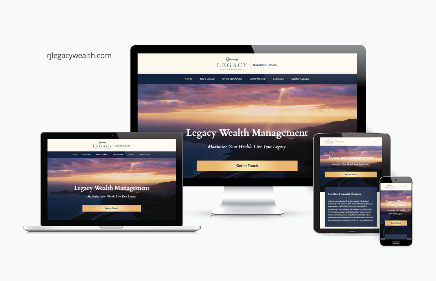 Legacy Wealth Management website preview on various screen sizes